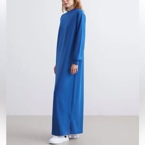 LCW Modest Blue Cotton Blend Crew Neck Sweatshirt Dress